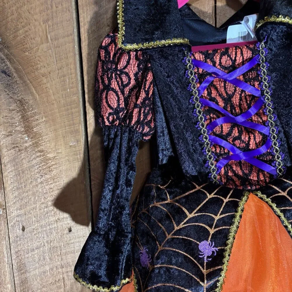 Rubie's Orange Spider Witch Girl's Small (5-6) Halloween Costume Dress Up - Picture 6 of 16